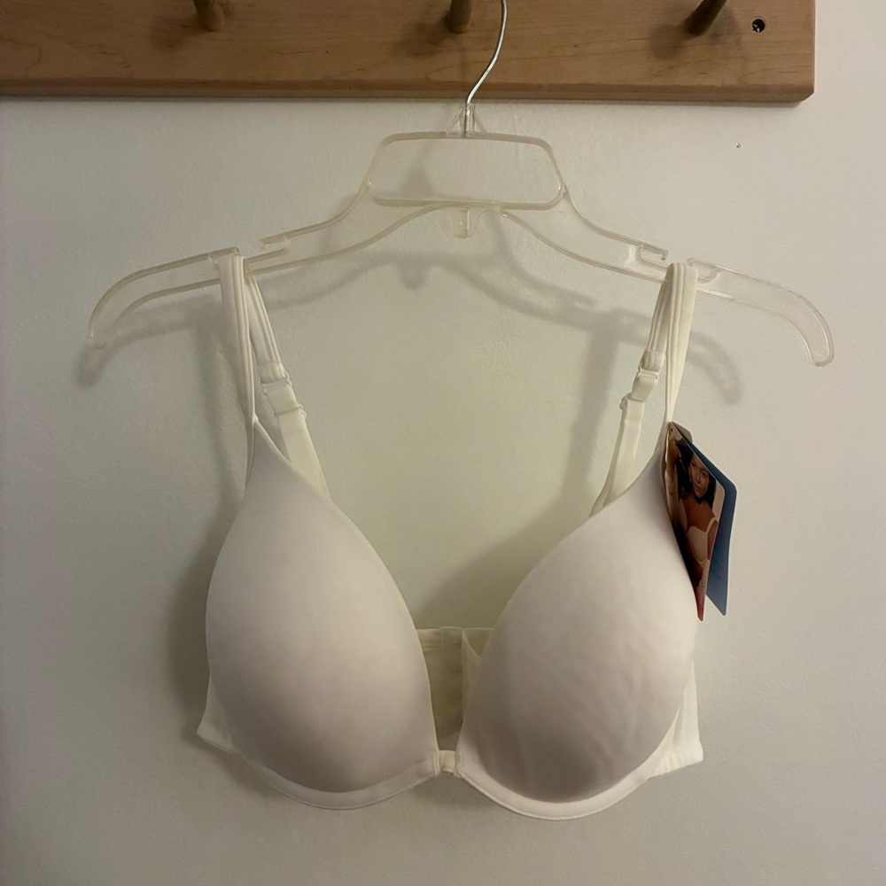 Cacique Convertible Plunge Bra in White, sz 40D, NWT